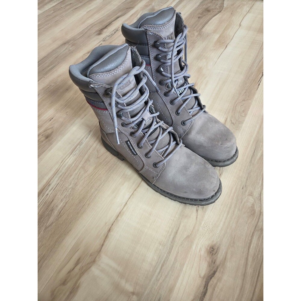 CAT Caterpillar Women's Echo Steel Toe Work Boots Grey Lace Up 8 Safety